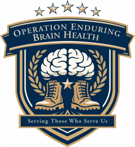 Operation Enduring Brain Health logo featuring a brain, military boots, stars.